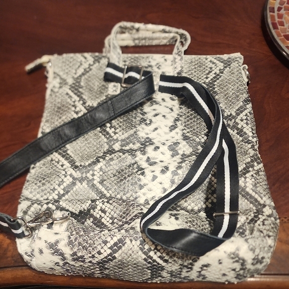 Latico Black and White Snakeskin Backpack